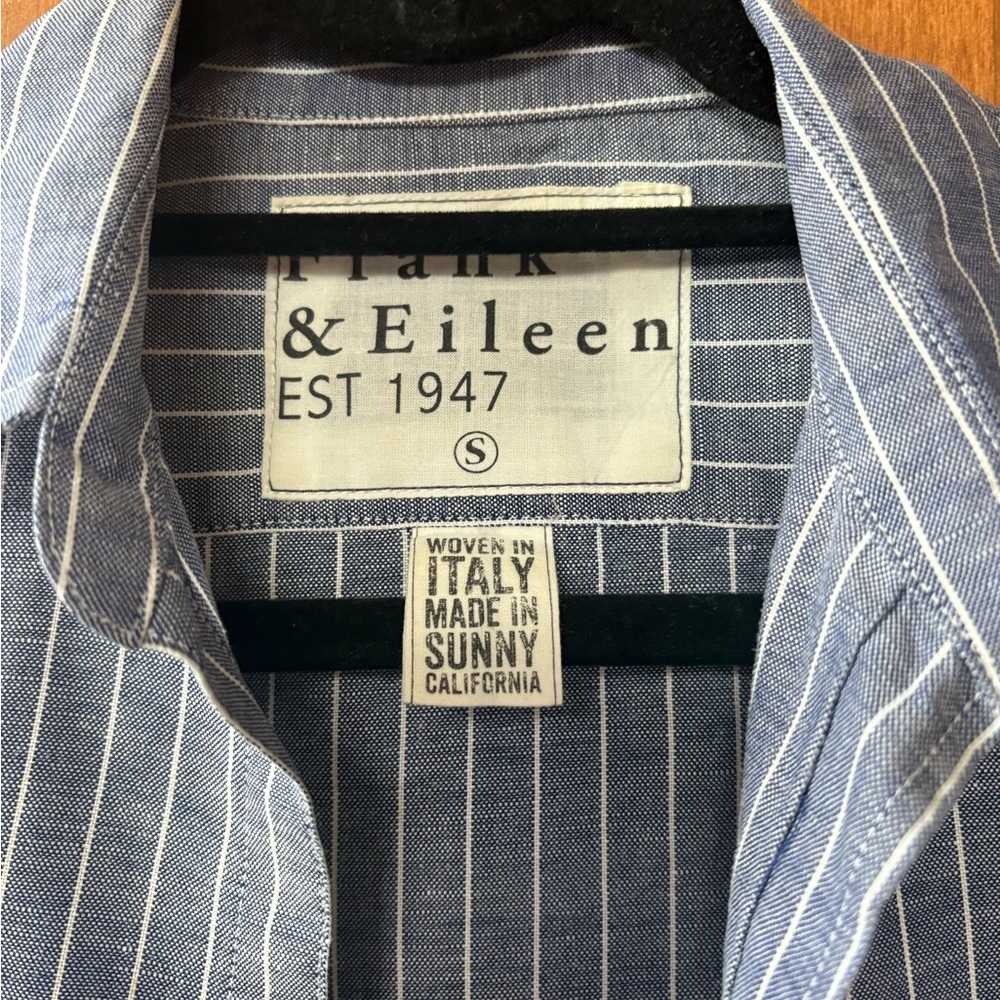 Frank & Eileen Relaxed Navy Striped Button Up Shirt - Picture 5 of 13